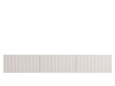 Como White Slat Effect Wall Mounted Floating Wide TV Entertainment Unit with Three Doors - UK Luxury Furniture
